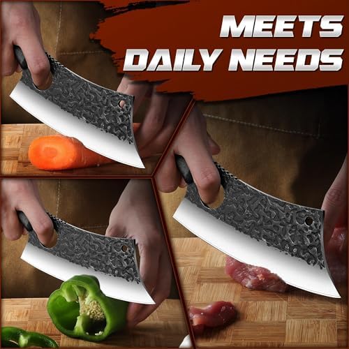 ROCOCO Meat Cleaver Butcher Knife - Full Tang Knife & Sheath Gift Idea Men - Image 3