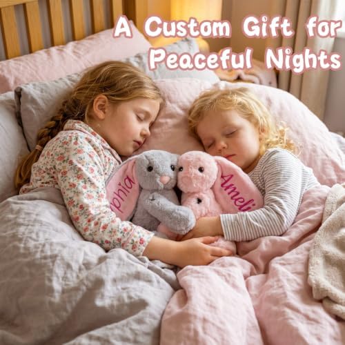 Personalized Plush Bunny with Embroidered Name, Custom Bunny Stuffed Animal, Personalized Baby Girl Toys, 1-14 Year Old Girls Birthday Gifts for Baby Boys Girls Toddlers Newborn (Bunny-2) - Image 3