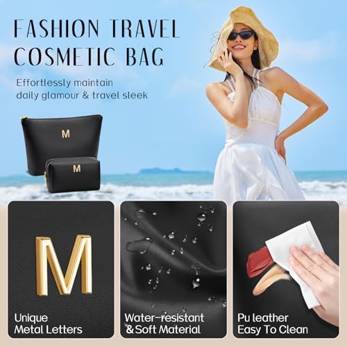 Gifts for Women Girls Personalized Initial Travel Makeup Bag - Image 3