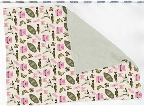 Pink Fishing Hunting Girly Baby Blankets for Girl Boy Boats Bass Fish Duck Bows Soft Mink with Dotted Backing Double Layer Swaddle Blanket Summer Lake Country Nursery Bed Blanket Infant Toddler 30x40 - Image 3