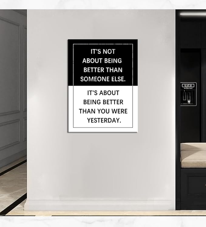 Inspirational Canvas Wall Art for Office It's About Being Better Than You Were Yesterday Quote Motivational Poster Painting Prints Wall Pictures for Living Room Decor Framed Artwork [30''W x 40''H]