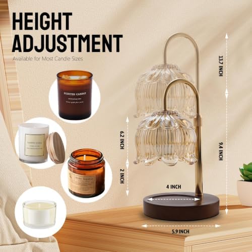 Fragrance Candle Warmer Lamp with 2 Bulbs Electric Candle Warmer with Timer & Dimmer for Home Decor - Image 4