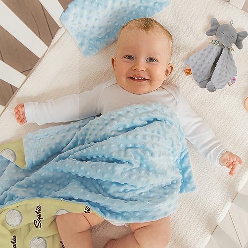 Custom Volleyball Blanket - Personalized Name with Volleyball Patterns - Soft Plush Flannel Blanket with Double Layer Dotted Backing for Baby Toddler Kids Teen Boys Girls Gifts Yellow - Image 5