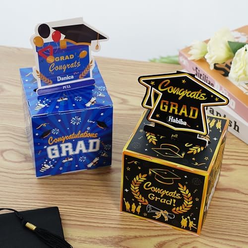 callie Personalized Graduation Money Box for Cash Gift Pull, Custom Class of 2026 Grad Money Holder with Name & 30 PCS Plastic Bags, Gifts for Graduates - Image 2