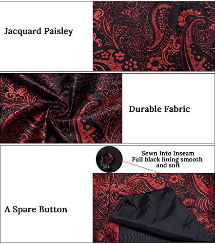 DiBanGu Mens Vest and Tie Set Formal Paisley Waistcoat and Necktie Pocket Square Cufflinks Silk Suit Vest for Tuxedo Wedding - Image 4