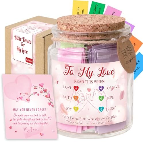 Faith Love Bible Verse Jar - Christian Mothers Day Gifts for Wife Girlfriend, Christian Gifts for Women Men, Scripture Cards for Bible Study Anniversary Valentine Birthday Couples Gift for Her Him by SouthLisa