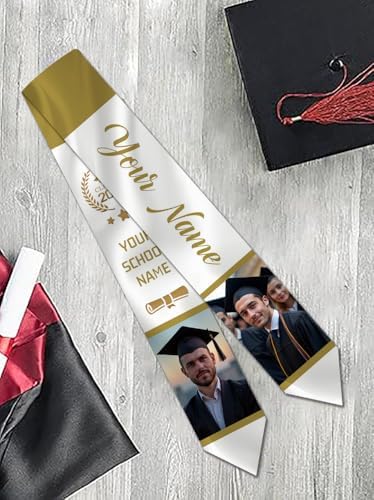 Dicodes Custom Graduation Stole Class of 2026 Personalized Graduation Sash Graduation Gift and Keepsake with Photo Text - Image 7