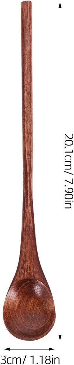 Unomor 3pcs Long Handle Wooden Coffee Spoon Set Handmade Honey Stirring Spoon for Coffee Tea and Desserts for Mixing Cream Sugar and Jams