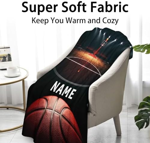 Mercuryelf Custom Basketball Throw Blanket - Soft, Fuzzy & Warm - 40x50 Inches Flannel Blankets for Travel, Office - Black Sports Throws Gift for Boys, Girls - Image 2