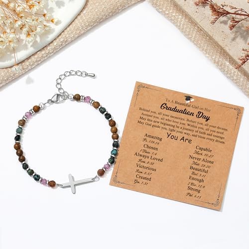 TONY & SANDY Graduation Gift for Her 2026, Graduation Decorations Cross Bracelets for Women Girls Middle High School College Graduates, With Graduation Cap Box Meaningful Cards - Image 4