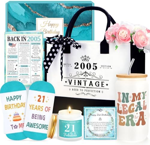 21st Birthday Gifts for Her 21 Year Old Birthday Gifts for Her Cool Fabulous Gift for 21 Year Old Female Gift Ideas for Girl Age 21 Happy 21st Bday Decorations Basket with Tumbler for Women Daughter by Unknown