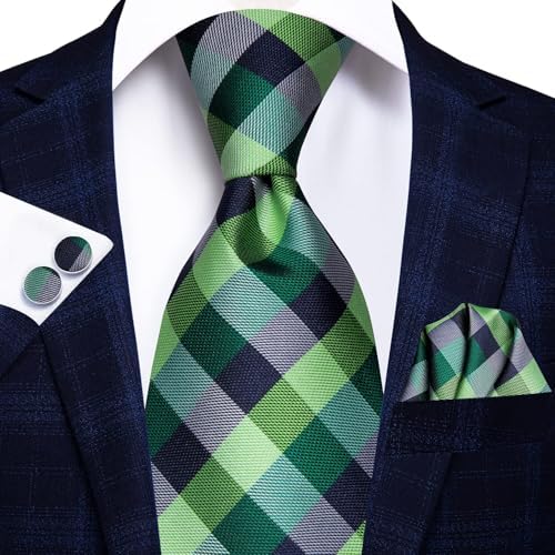 Hi-Tie Lot 5 Pcs Gift Box Mens Tie Set Necktie with Pocket Square Cufflinks Silk Neck Tie Collection - Image 2