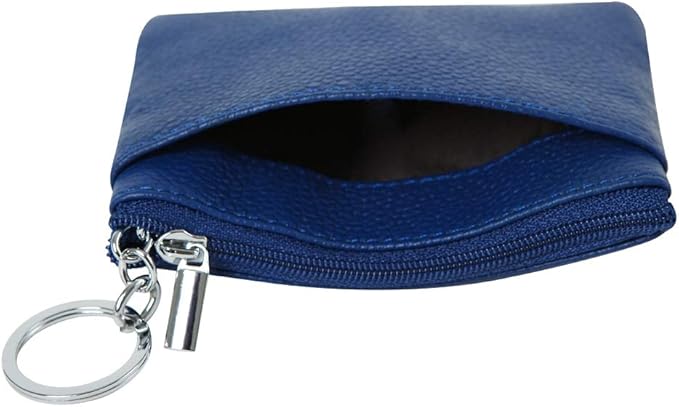 Women's Genuine Leather Coin Purse Mini Pouch Change Wallet with Keychain