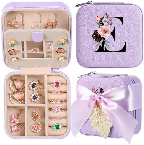 AYGXU Travel Jewelry Box for Women and Girls - Small Case With Initial A-Z - Teacher Gifts by AYGXU