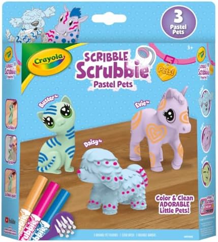 Crayola Scribble Scrubbie Pastel Pets (3ct), Grooming Animal Toy for Kids, Washable Animal Figurine, Kids Gift, Toys for Girls & Boys, 3+ - Image 2