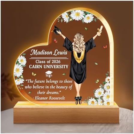Hyturtle Personalized Graduation Night Light - Custom Name Acrylic LED Light - Inspirational Graduation for Women - Senior 2026 Graduation Gifts Her Him - College Grad Gifts - Graduation Gifts by Hyturtle