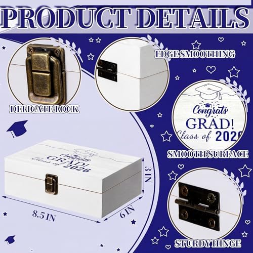 Graduation Memory Keepsake Box with Photo Custom 2026 Large Grad Card Box with Customized Picture Gift for Him Her for Graduate Grad High School Party(Blue,Classic) - Image 2