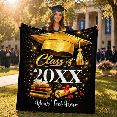 Graduation Blanket Gifts for Class of 2026 – Custom Name Flannel Throw, Cozy Grad Gift for High School & College Students - Image 3