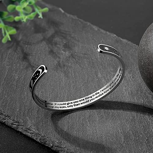 TONY & SANDY Inspirational Bracelets for Women Teen Girls Personalized Gifts for Daughter Granddaughter Mom Sister Friends Stainless Steel Engraved Cuff Birthday Easter Christmas - Image 2