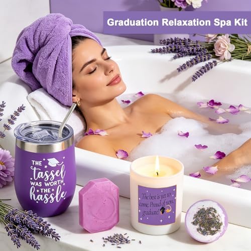 Ithmahco Purple Graduation Gift Basket For Her 2026,11-Piece Grad Gifts Set With Tumbler, Notebook, Keychain, Best Graduation Spa Self Care Gift Box For High & Middle School College Women Girls Nurse - Image 4