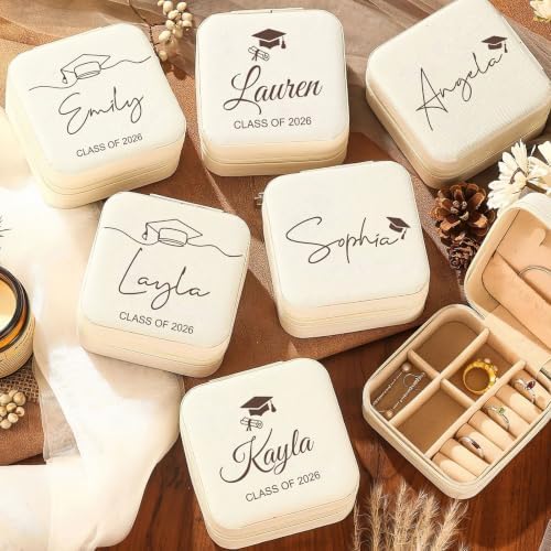 DayOfShe Graduation Gift for Her Personalized Name Jewelry Box as Class of 2026 Gifts for Girls,Custom Travel Jewelry Case for High School College Graduation Gift for Women - Image 7