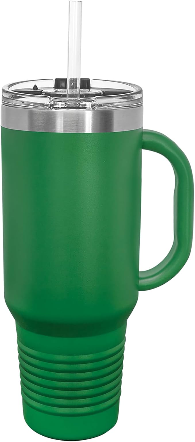LaserGram 40oz Vacuum Insulated Travel Mug with Handle, Starfish, Personalized Engraving Included (Green)