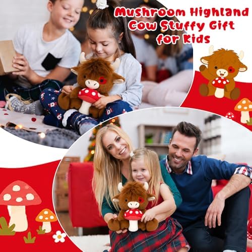 Mushroom Highland Cow Plush Toy-9inch Highland Cow Stuffed Animal - Image 5