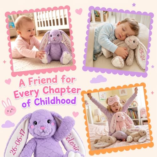 Personalized Bunny Plush with Embroidery Name, Custom Bunny Stuffed Animal - Image 4