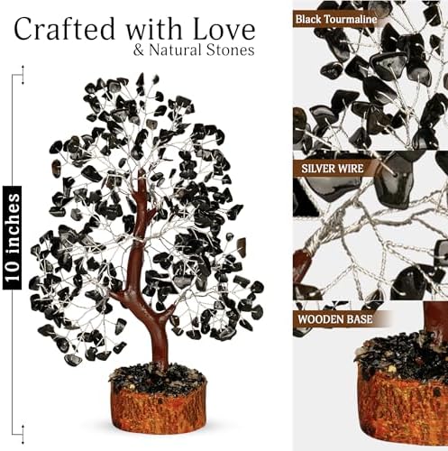 YATSKIA Black Tourmaline Crystal Tree | Gemstone Tree of Life | Shelf Decor | Bonsai Tree Decor | Tree of Life Decor | Birthday Gifts for Women | 10 Inch 300 Beads - Image 2