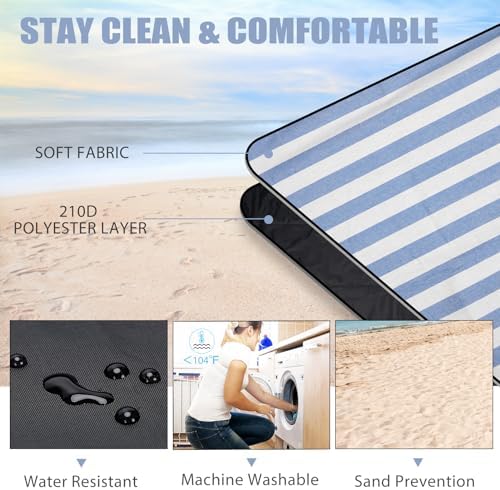 Picnic Outdoor Blankets Waterproof Extra Large - Beach Mat Sand Free Foldable with Carry Strap | Portable Camping Blanket | Park Blanket for Grass , Hiking, Travel, Concerts, Indoor (Cerulean Blue) - Image 4
