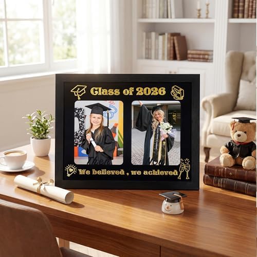 GMFrames Then and Now 2026 Graduation Frame – Double 5x7 Photo Display, Wooden Keepsake for High School & College Grad Party - Image 4