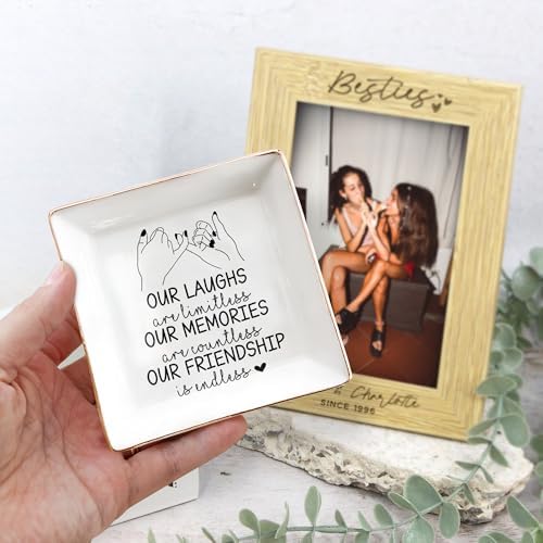 Pinky Promise Besties Jewelry Dish – Bestie Gift for Women, Cute BFF 4" Ceramic Jewelry Tray, Birthday Gift for Best Friend, Friendship Keepsake Ring Dish, Best Friend Gift, Bestie Anniversary - Image 3