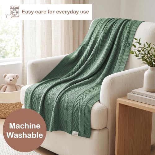Organic Cotton Knit Baby Blanket Unisex Infant & Toddler 31x43 in - Image 5