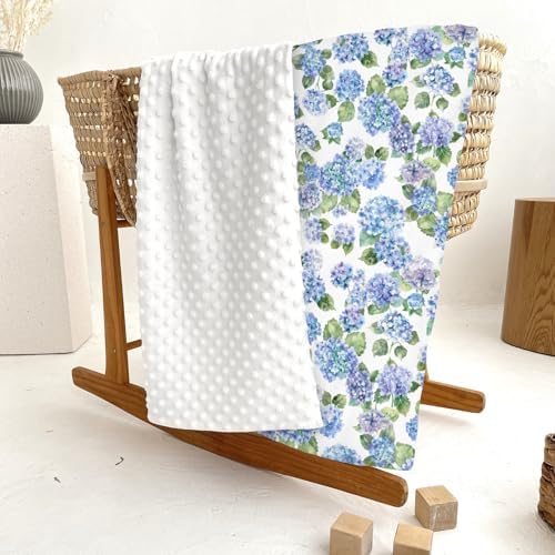 Blue Hydrangea Floral Baby Blankets for Girl Boy Spring Summer Wildflowers Soft Mink Dotted Backing Double Layer Swaddle Blanket Floral Blooms Spring Bed Throw for Newborn Infant Toddler Nursery 30x40 - Image 6