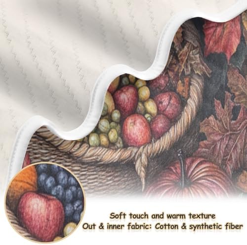 Basket Leaves Brown Baby Blanket for Girls Boys Soft Infants Toddlers Receiving Blankets for Crib Stroller Travel Bed Decorative - Image 2