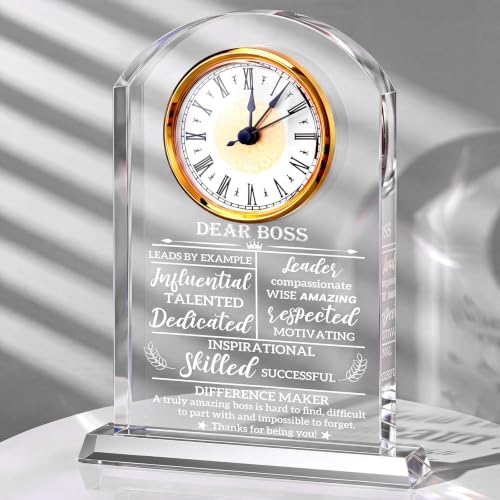 Landical Dear Boss Retirement Clock Gift, Acrylic Desk Clock Appreciation by Landical