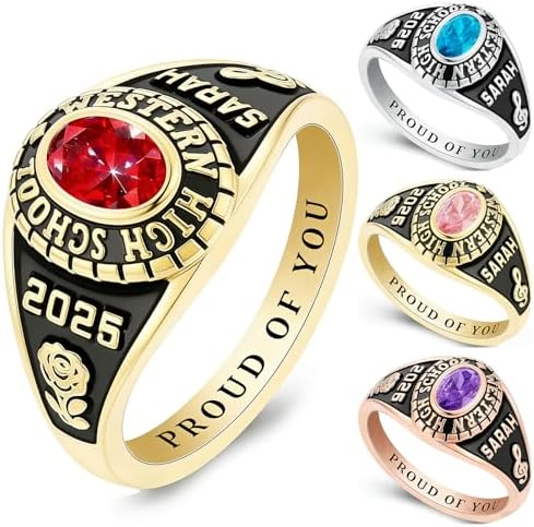 925 Sterling Silver 2026 Class Rings for women Men, Custom College High School Graduation Rings for Men 2026, Graduation Gifts for Her Him by Unknown