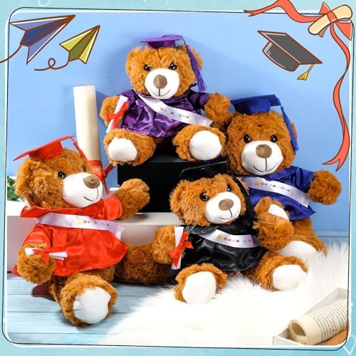 Foilswirl Graduation Bear 2026 with Gown Cap Tassel Graduation Stuffed Animal Plush Bear Toy for Class of 2026 Prek Preschool Kindergarten High School College Graduate Gift (14”h, Black) - Image 4