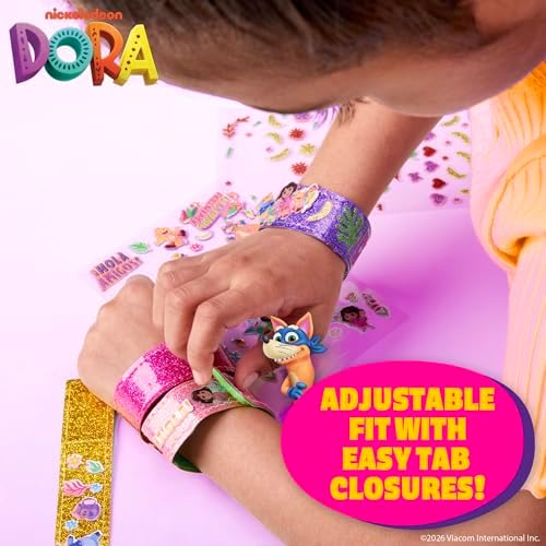 Dora Sparkle Bracelets, Reversible Bracelet Design with Easy Tab Closures, Includes Over 100 Glitter and Puffy Stickers - Image 5