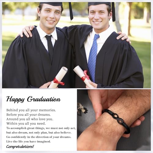 Leather Bracelet Gifts for Men, To My Son Bracelet Fathers Day Bracelet Gifts Dad Grandpa Love You Forever Engraved Birthday Valentines Graduation Gift Infinity Knot Jewelry - Image 2