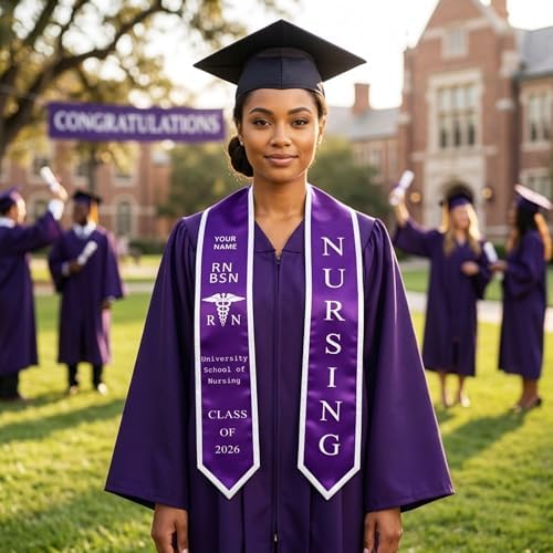 D-Story RN Graduation Stole Custom Nursing Stole Registered Nurse BSN MSN Graduation Sash Class of 2026 - Image 4