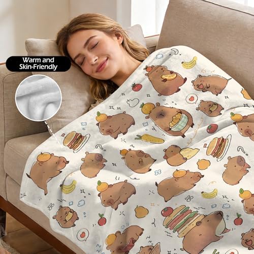 Capybara Gifts Blanket - 50 x 60 Inch Cozy Blankets Capybara Throw Blanket for Kids Boys Girls, Soft Flannel Blankets for Bed Couch, Kapibara Sofa Stuff Decor for Women Teens, Gift for Kapibara Lover - Image 5