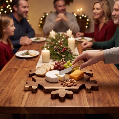 7 Pcs Christmas Cutting Board Gift Set with Cheese Knife,Snowflake - Image 4