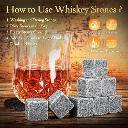 Xgunion Whiskey Stones Gift Set with 2 Glasses Stones & Coasters - Image 4