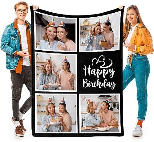 inkArts Personalized Birthday Gifts for Women, Custom Blankets with Photos, Personalized Blanket with Photos & Text, Personalized Photo Blankets by inkArts