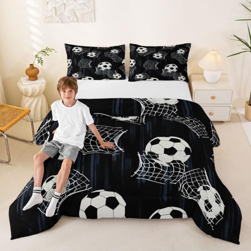Erosebridal Soccer Kids Comforter Set | Football Themed Bedding Full Size Soccer Ball Down Comforter Sports Duvet Set for Bedroom - Image 5