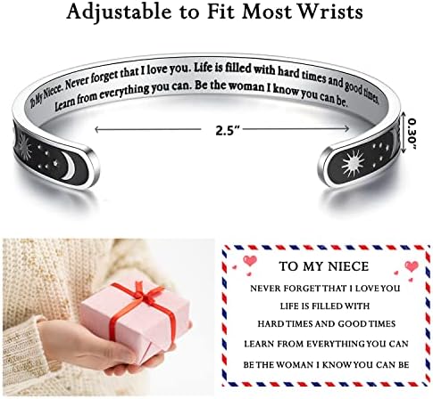 TONY & SANDY Inspirational Bracelets for Women Teen Girls Personalized Gifts for Daughter Granddaughter Mom Sister Friends Stainless Steel Engraved Cuff Birthday Easter Christmas - Image 5