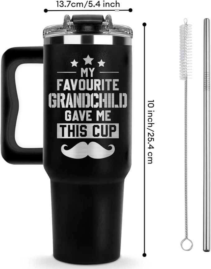 Vivulla68 Christmas Gifts for Grandpa - My Favorite GrandChild Gave Me This Cup Tumbler 40Oz - Grandpa Birthday Gifts from Grandkids, Granddaughter, Grandson - Grandfather Mug, Present for Granddad