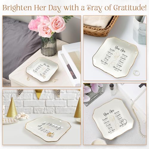 OASSIE Christian Gifts for Women - You Are 4"x4" Ceramic Jewelry Dish Tray - Image 6