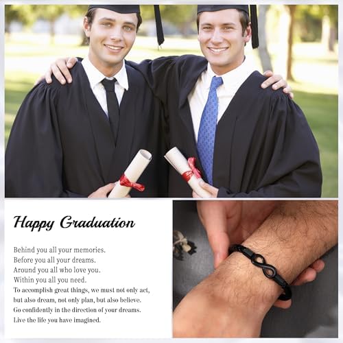 Leather Bracelet Gifts for Men, To My Son Bracelet Fathers Day Bracelet Gifts Dad Grandpa Love You Forever Engraved Birthday Valentines Graduation Gift Infinity Knot Jewelry - Image 2